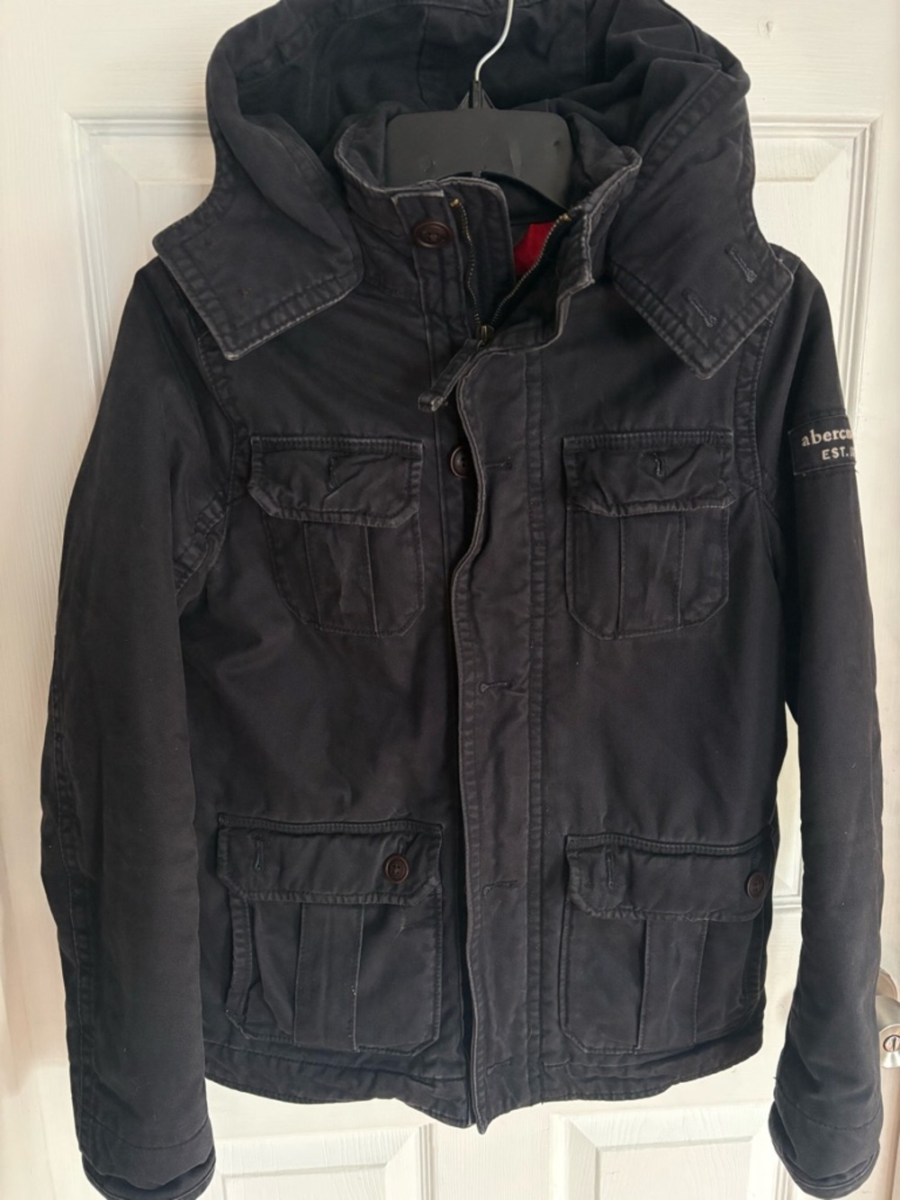 Abercrombie & Fitch Black Jacket with Red Lining